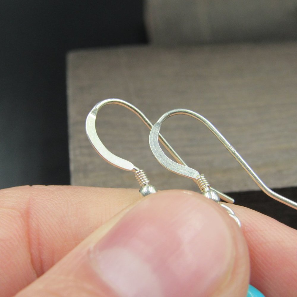 Sterling Silver Double Blue Stone Dangle Earrings - Picture 3 of 5